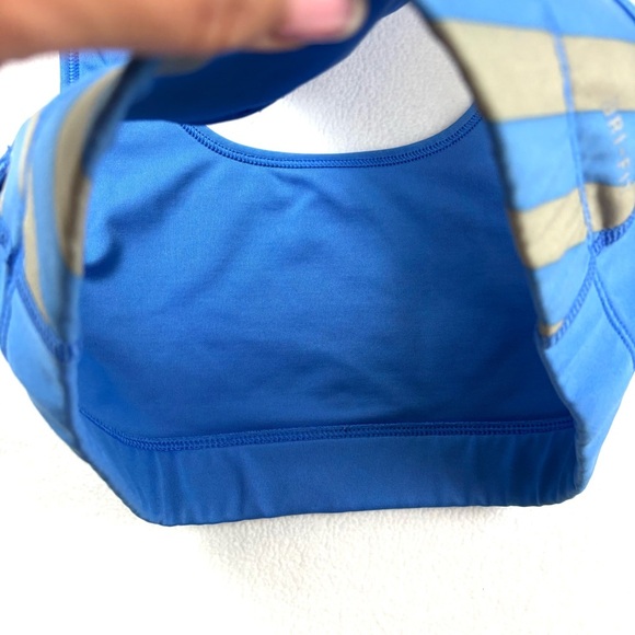 Nike Pro Women's Blue/Gray Stripe Swoosh Compression Exercise Sports Bra Size S - Picture 10 of 13
